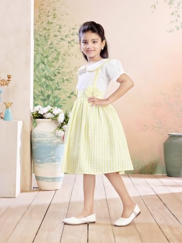Image of Aarika Girls Green Colour Checks Print Cotton Frock