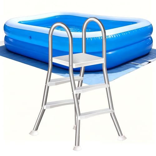 Escalera para piscina sobre suelo acero inoxidable 4 peldaños miniatura 1