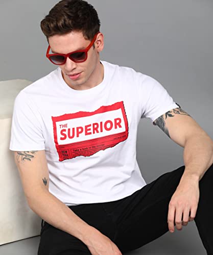 Image of Urbano Fashion Men's Graphic Printed Round Neck Half Sleeve Slim Fit Cotton T-Shirt