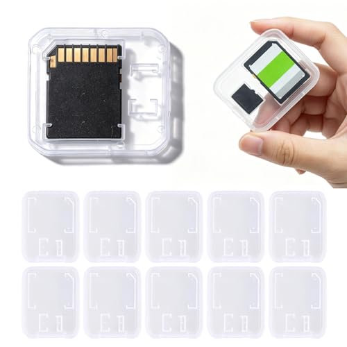 10pcs Transparent Plastic Memory Card Case Storage Case Holder Compatible with SD SDHC SDXC Micro SD T-Flash Card