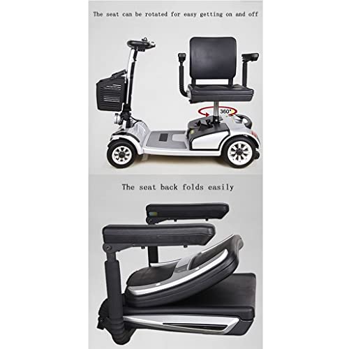 Pythic Powered Mobility Scooters Compact Scooter For Seniors Solid Tires 4 Wheel Mobility Scooter 360 Degree Swivel Seats For Travel (Color : Silver) #TOP1