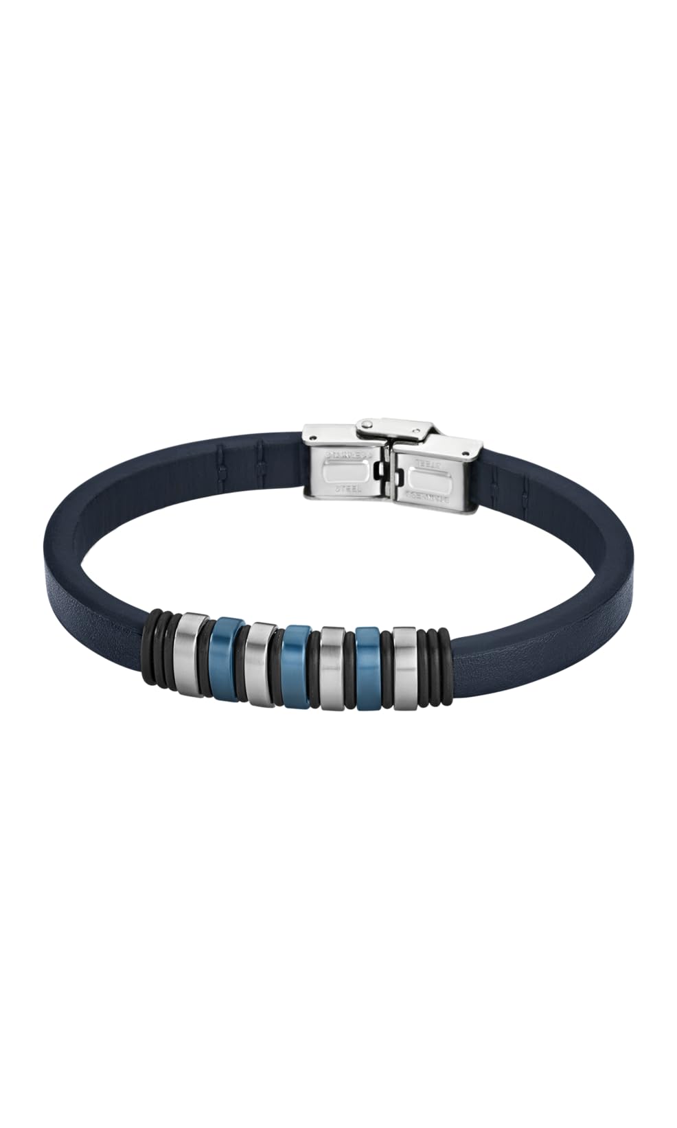 LOTUS STYLE Pulsera Hombre Caucho y Acero Azul LS1827-2/2, One Size, Cuero, No es una piedra preciosa