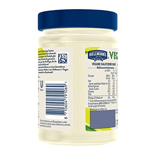 Vegan Mayonnaise | Gluten & Egg Free | 100% Plant Based | Omega 3 | 270 G | Hellmann’s | Germany #TOP1
