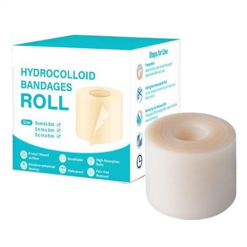 Vendaje Hidrocoloide, Hydrocolloid Roll Tape, hidrocoloide para apósitos de heridas, Hydrocolloid Bandages Para ampollas, acné y heridas menores(5cmx3m)