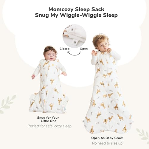 Image of Momcozy Sleep Sack for Baby 6-12 Months, 1.5 TOG Baby Wearable Blanket with Supportive Plush Filling, Two-Way Zipper for Easy Diaper Changes, Snap-Fit Design for Growing Babies, Medium, Giraffe