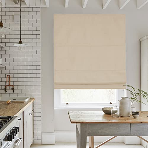 Cresmar Cordless Roman Shades Blackout Fabric Beige 36W X 64H, Window Blinds And Room Darkening Shades, Thermal Insulated, Easy To Pull Down #TOP5