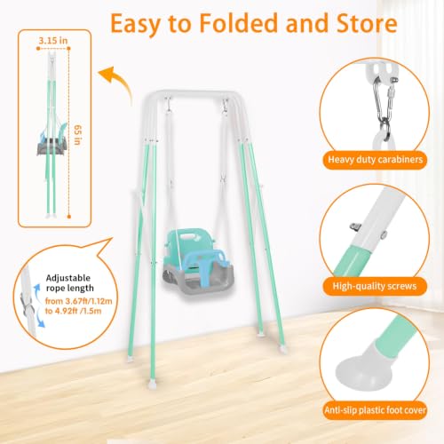 Image of 4 in 1 Toddler Swing Set & Baby Jumper, Foldable Swing Set for Backyard