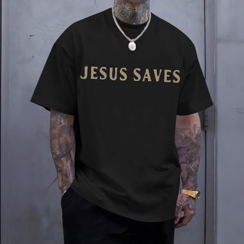Christian Shirts for Men Jesus Saves Shirt Religious Faith Tshirt Inspirational Bible Verse Graphic Tee Tops4