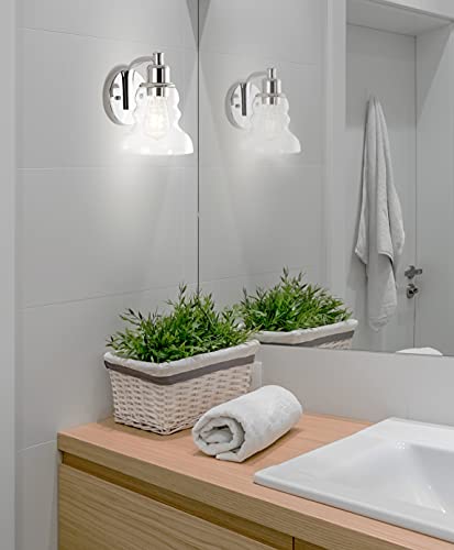 Image of JONATHAN Y 6.5 inch Chrome Modern Industrial Rustic 1-Light LED Vanity Light with Clear Glass Shade, Vintage Wall Sconce for Bathroom Kitchen Hallway, LED Bulb Included (JYL3544B)