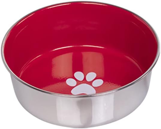 Nobby InchHeavy Paw Inch Stainless Steel Bowl, Non-Slip, 20.5 cm, 1.8 litres, Red