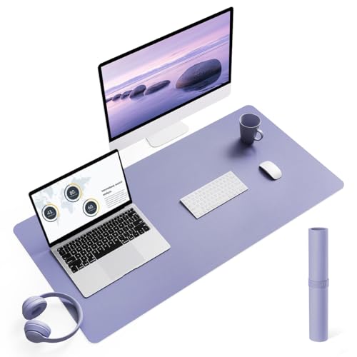 Image of YSAGi Non-Slip Desk Pad,Mouse Pad,Waterproof PVC Leather Desk Table Protector,Ultra Thin Large Desk Blotter, Easy Clean Laptop Desk Writing Mat for Office Work /Home /Decor(Lavender, 35.4 inch x 17 inch)