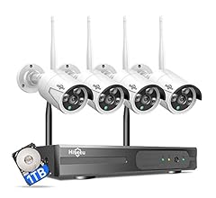 [Expandable 10CH,2K] Hiseeu Wireless Security Camera System with 1TB Hard Drive with One-Way Audio,10 Channel NVR 4Pcs 1296…