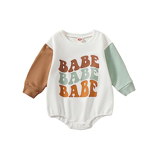 Image of Eadrioss Infant Baby Girl Boy Outfits Babe Crewneck Romper Sweatshirt Top Shirt Fall Winter Clothes Bodysuit Onesie