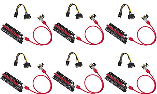 6 Pack GPU Riser Latest V009S ALB Vendor PCIE Riser 6 PIN + MOLEX GPU Mining ETH