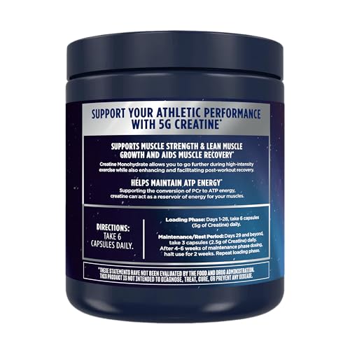 Image of Vega Creatine Monohydrate Capsules, 5g Micronized Creatine Powder per Serving, for Lean Muscle, Support Cognitive Function, Pure, Unflavored, Sugar Free, 180 Pills (30 Servings)
