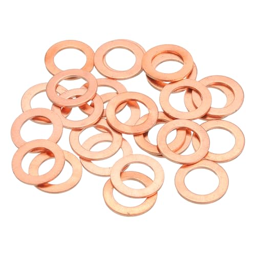 Image of sourcing map 18Pcs Flat Washer, M10 Copper Washers Copper Sealing Ring Crush Washer Kit Assortment, 10mm ID, 16mm OD, 1.5mm Thick for Bolts Screws Machinery Repair