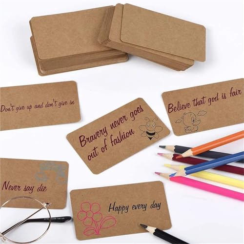 Tarjetas de papel kraft con 500 notas en blanco y sobres con bordes redondeados 4