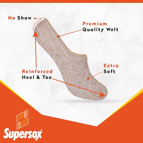 Image of Supersox Women's Combed Cotton Metallic Design No Show Length Socks (Multicolour ) - Pack of 5