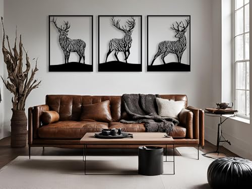 Vailla Tete de Cerf Déco Murale Bois 3D – Tableau Salon Chambre Bureau XXL