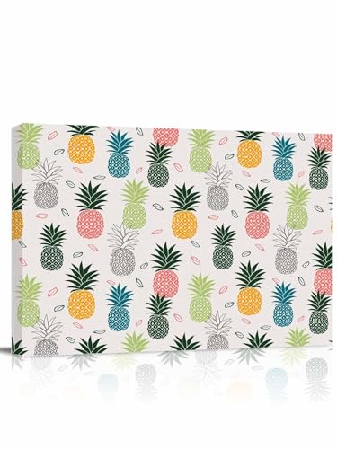 Pink Green Pineapple Canvas Wall Art 16"x20", Farmhouse Summer Botanical
