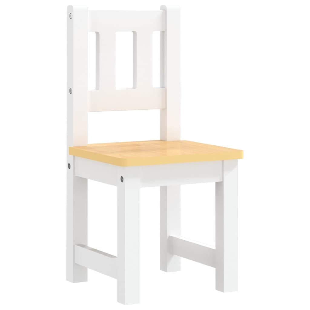 3-teilig Kinder-Sitzgruppe Weiß Beige aus MDF Tisch 60 x 50 x 48 cm mit 2 Stühlen 25 x 25 x 55 cm für Kindergarten Schule zum Malen Basteln Spielen