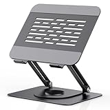 ZEEKK ノートパソコンスタンド 360回転式 PC/タブレットスタンド 教卓スタンド 角度/高さ無段階調節 人間工学設計 折りたたみ式 放熱対策 滑り止め 姿勢改善 腰痛＆猫背＆肩こり解消 17インチまでのノートPCやタブレットに対応 プレゼン/Web会議/テレワーク/在宅勤務 (ブラック)