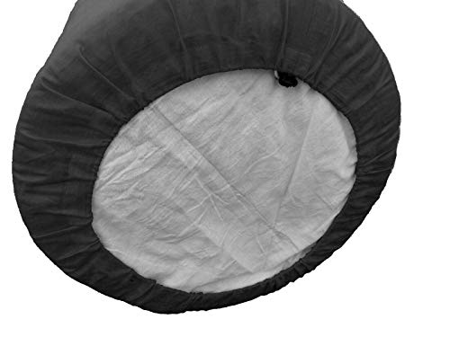 100% Cotton Round Decorative Throw Ottoman Piping Pouf Cover (20" W X12 H, Black) Cover Only, Not Stuffed, Insert Not Included #TOP3