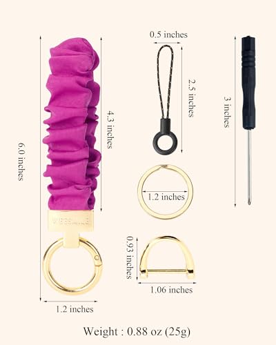 Image of WEESMILE Scrunchie Keychain Wristlet for Car Key Chain with D Key Ring