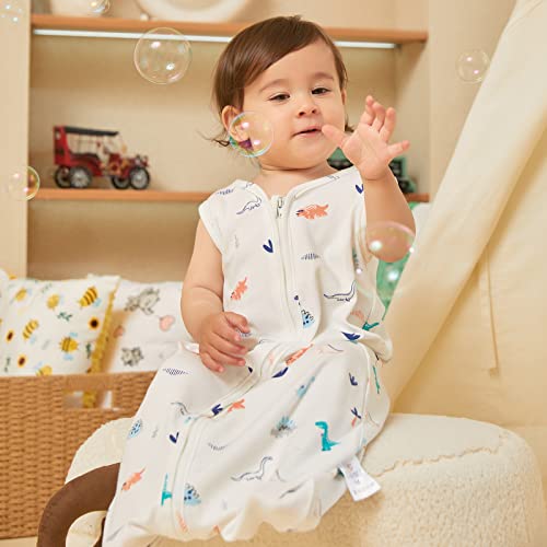 Daysu Cotton Baby Wearable Blanket, Sleeveless Baby Sleep Sack With One-Way Zipper, Embroidered And Printed Baby Wearable Blanket For Newborn Baby Boys 18-24 Months, 2-Pack, Blue Dinosaur #TOP2