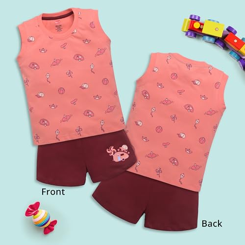 Image of LuvLap Baby Boys Regular Fit 100% Cotton Sleeveless Boys T-Shirt & Shorts Set Pack of 3