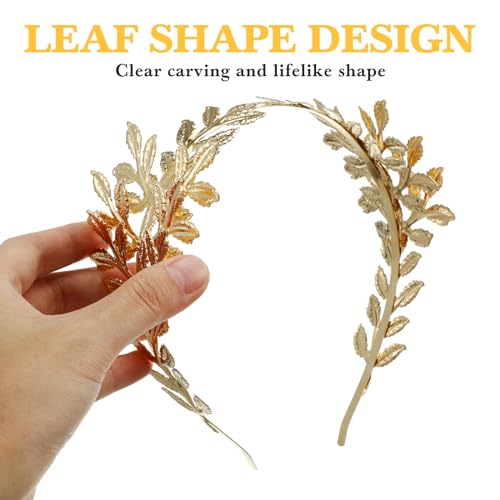 Image of Healeved Goddess Gold Leaf Crown Leaf Tiara Goddess Headband Gold Bridal Headband Greek s Greek s Accessories for Women Girls Bridal Wedding