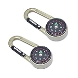 munkees 2 mosquetones de brújula con termómetro, llavero, mosquetones funcionales, de aluminio, paquete doble, 31359