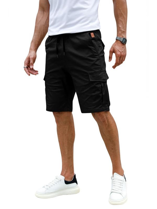 Elegancity Kurze Hosen Herren Cargo Shorts Sommer Freizeithose Kurze Elastische Taille Chino Shorts Mit 6 Taschen