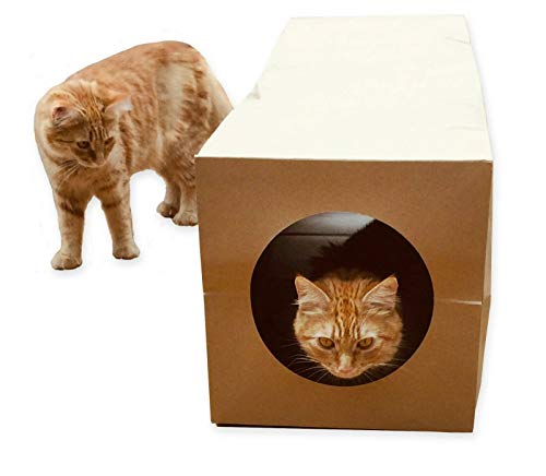 CATMAT Cat Tunnel Toy Large Heavy Duty Brown Paper Indoor Collapsible, Kittens, Small Dogs, Puppies Rabbits Tube Crinkle Sound 1m long 30cm diameter Fun!