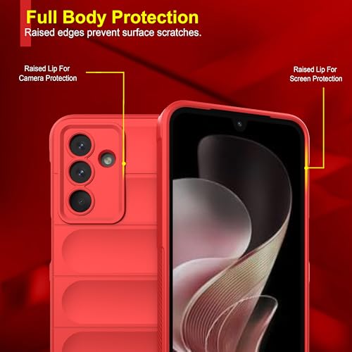 Image of amazon basics Back Case Cover for Samsung Galaxy M36 5G | Compatible for Samsung Galaxy M36 5G Back Cover | Liquid Silicon Magic Case with Camera Protection | Red