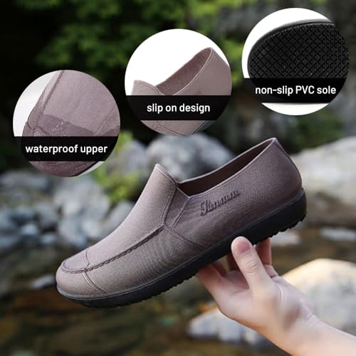 Rojeam Chef Shoes Men Lightweight Kitchen Shoes Women Work Shoes Waterproof Garden Hospital Restaurant Food Service Shoes, Brown, 7.5 US