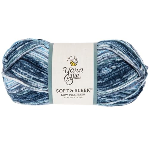 Image of Hobby Lobby Yarn Bee Soft & Sleek Yarn, 906 Denim Blues, Set of 2 | 4 Medium Weight, 100% Low Pill Acrylic, 186 Yards Per Skien