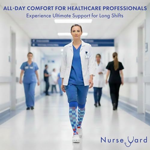 Image of Nurse Yard Compression Socks for Nurses - Women & Men - 20-30mmHg Graduated Compression, For Medical Staff, Athletes - 1 Pair