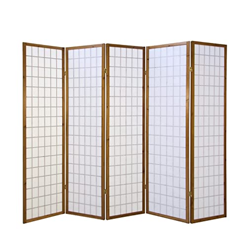 Foto von Homestyle4u Paravent Raumteiler 5 teilig Reispapier Braun Weiß, 175 cm