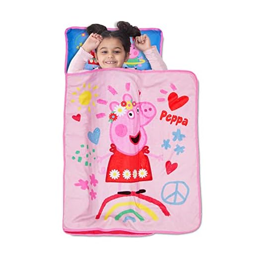 Peppa Pig I'm Just So Happy Toddler Nap Mat - Includes Pillow and Fleece Blanket – Great for Boys and Girls Napping at Daycare, Preschool, Or Kindergarten - Fits Sleeping Toddlers and Young Children