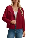  GRACE KARIN Cardiagn Damen Herbst Lässig Langarm Button Rundhals Reverskragen Weicher Warm Strickjacke CL26-04/Rot S