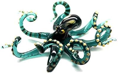 Miniatura 2 de Figura de pulpo de vidrio soplado a mano, escultura marina artística hecha a mano, mini criatura marina coleccionable, regalo para los amantes del