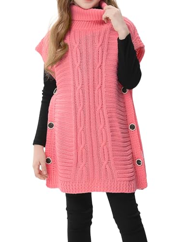 GERU Girls Casual Loose Knit Sweater Vest Fall Winter Turtleneck Sleeveless Tank Tops for Toddler Baby Girls 3-12 Years