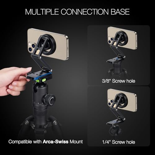 Magnetic Pocket Phone Tripod Foldable Compatible with Magsafe iPhone 15/14/13/12 Plus Pro Max Series, Mini Cell Phone Tripod Mount Handle Smartphone Desk Stand Travel All in One