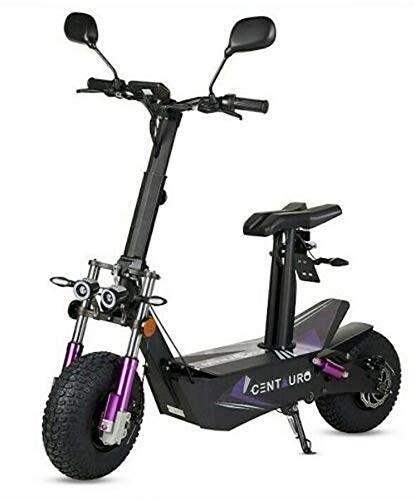 Virtuemart Patinete Scooter eléctrico matriculable homologado Ecoxtrem de 2000w 45-50 km/h Centauro patín Muy Potente con sillín y Plataforma en Color Negro y Lila