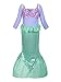 Girls Little Mermaid Princess Costume, Sequins Fancy Dress up Halloween party (130CM(5-6T)-XL, Green-Purple)
