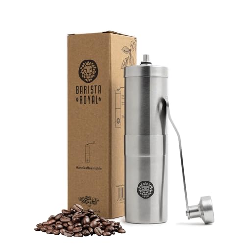 Kaffeemühle manuell aus Edelstahl und stufenlosem Keramikmahlwerk - Espressomühle mit Kegelmahlwerk - Handkaffeemühle - Präzise Mahlgradeinstellung Kaffeemühle manuell aus Edelstahl und stufenlosem Keramikmahlwerk - Espressomühle mit Kegelmahlwerk - Handkaffeemühle - Präzise Mahlgradeinstellung