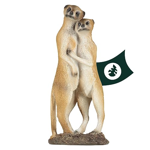 VERDOBA - Erdmännchen Figuren Paar aus Kunstharz - Wetterfeste Gartenfiguren für außen groß - Handbemalte Gartenfigur -Deko Figuren Garten für den Außenbereich