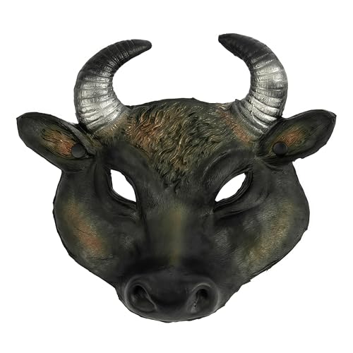NewL Máscara de meia face de animal 3D para Halloween, festa de máscaras, disfarce de cosplay para mulheres e homens (búfalo)