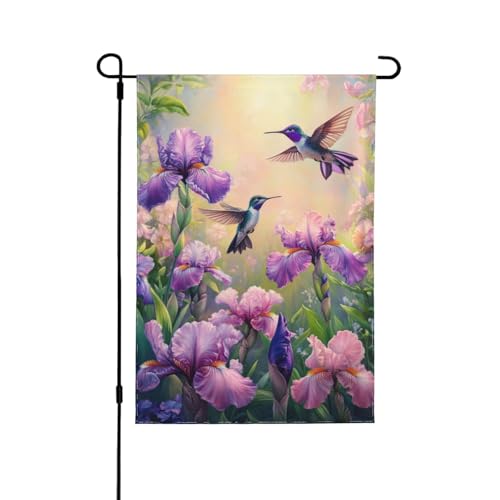 Hummingbird Haven Garden Flags for Outside 12×18 Inch